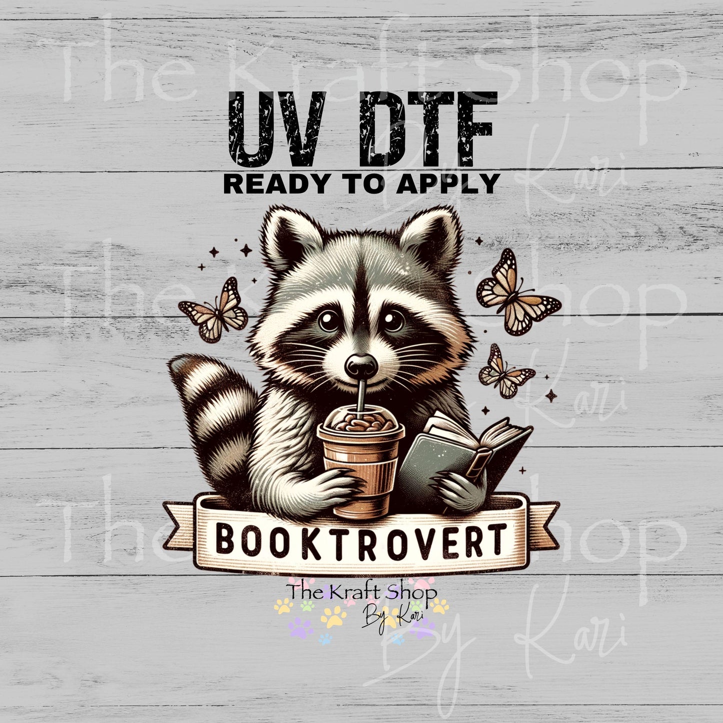 UV DTF Raccoon Booktrovert book lover decal #4783