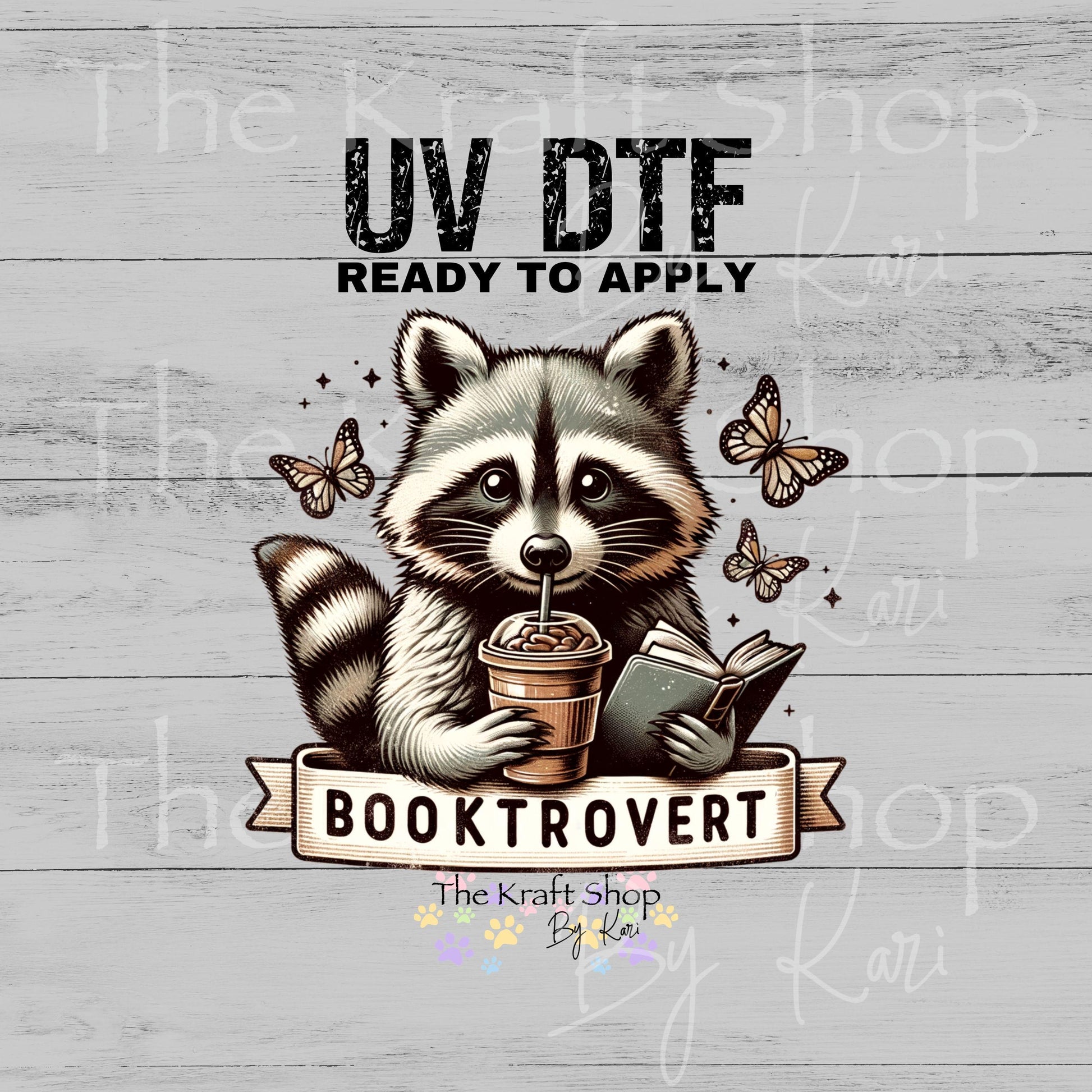 UV DTF Raccoon Booktrovert book lover decal #4783