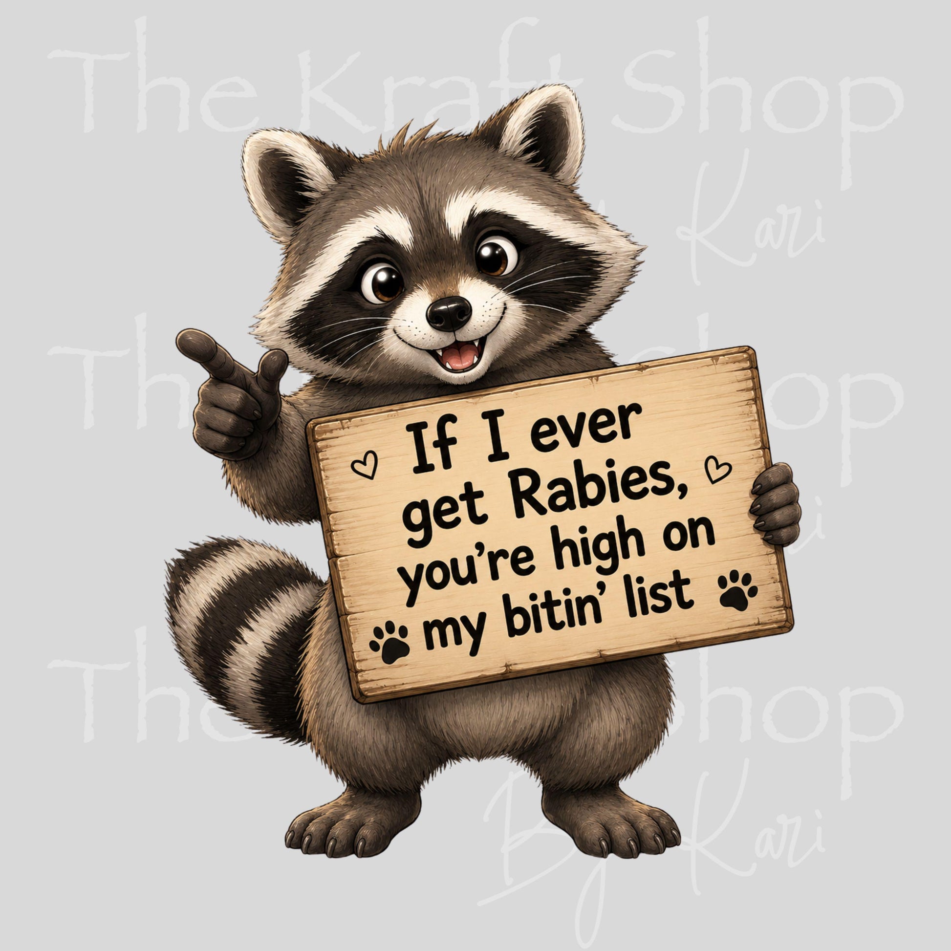UV DTF If I ever get rabies you're first on my bitin' list raccoon decal, tumbler decal, permanent sticker. #4771