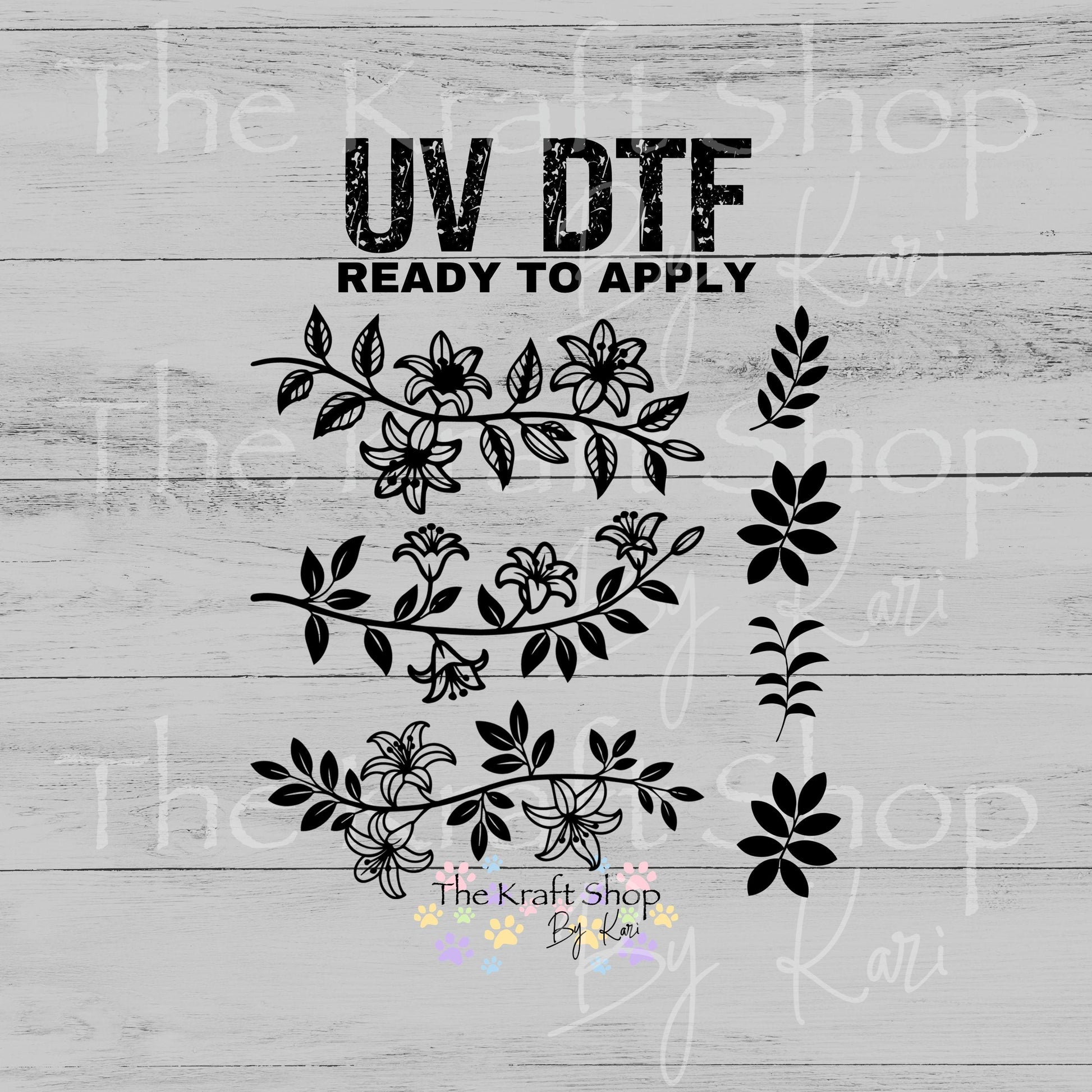 UV DTF Floral branch Element sheet 6x6 decal, tumbler decal, permanent sticker. #10520