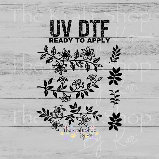 UV DTF Floral branch Element sheet 6x6 decal, tumbler decal, permanent sticker. #10520