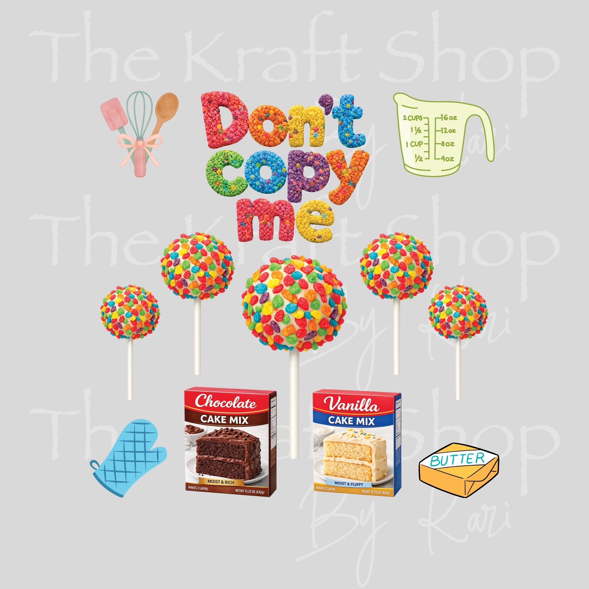 UV DTF Sticker print Don't copy me fruity cake pop baking Element sheet 8x8 decal, tumbler decal, permanent sticker. #4784