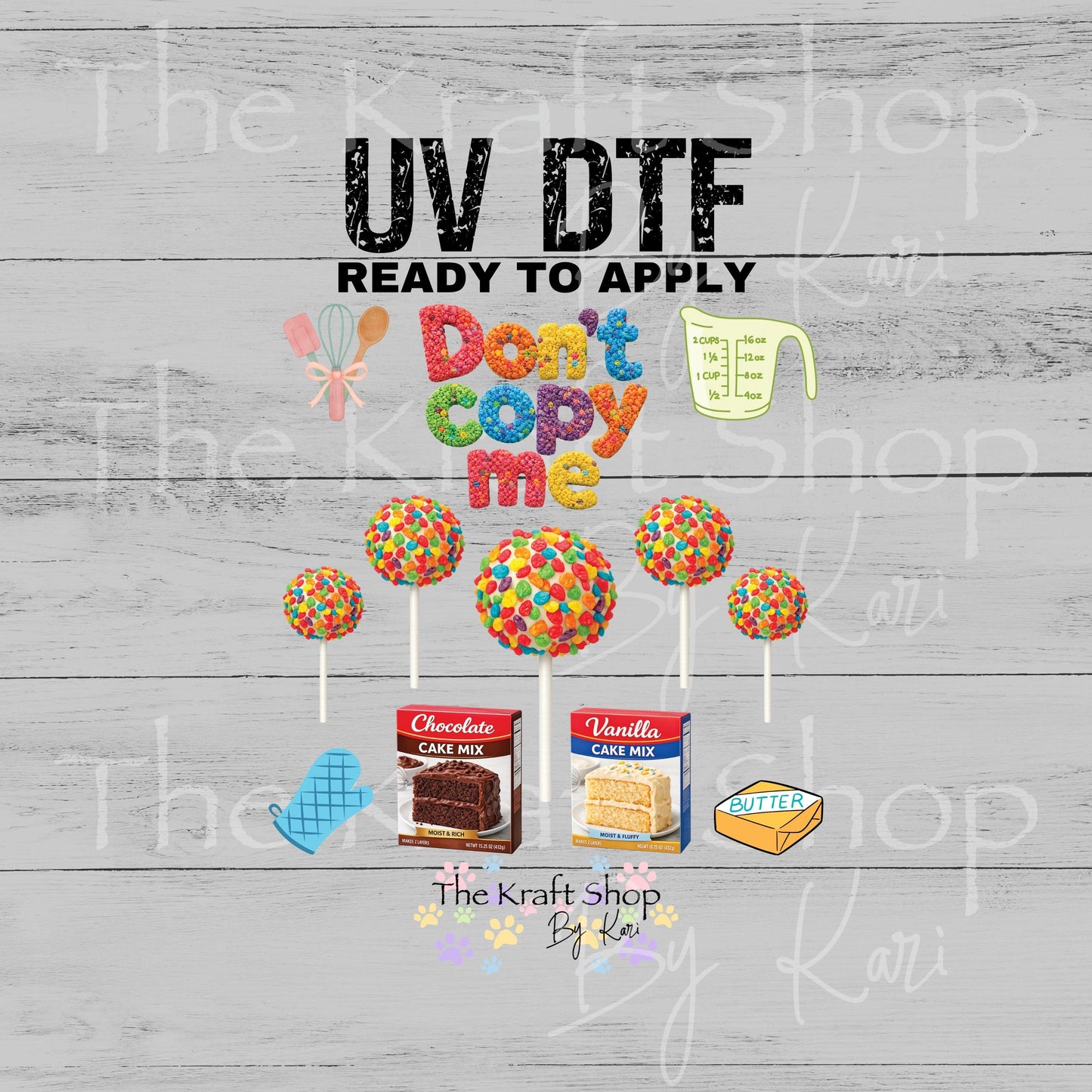UV DTF Sticker print Don't copy me fruity cake pop baking Element sheet 8x8 decal, tumbler decal, permanent sticker. #4784