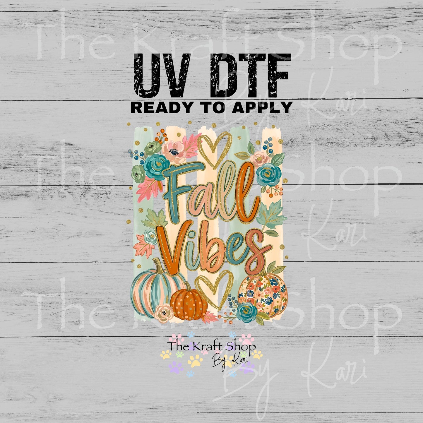UV DTF Fall vibes pumpkins and stripes #7694