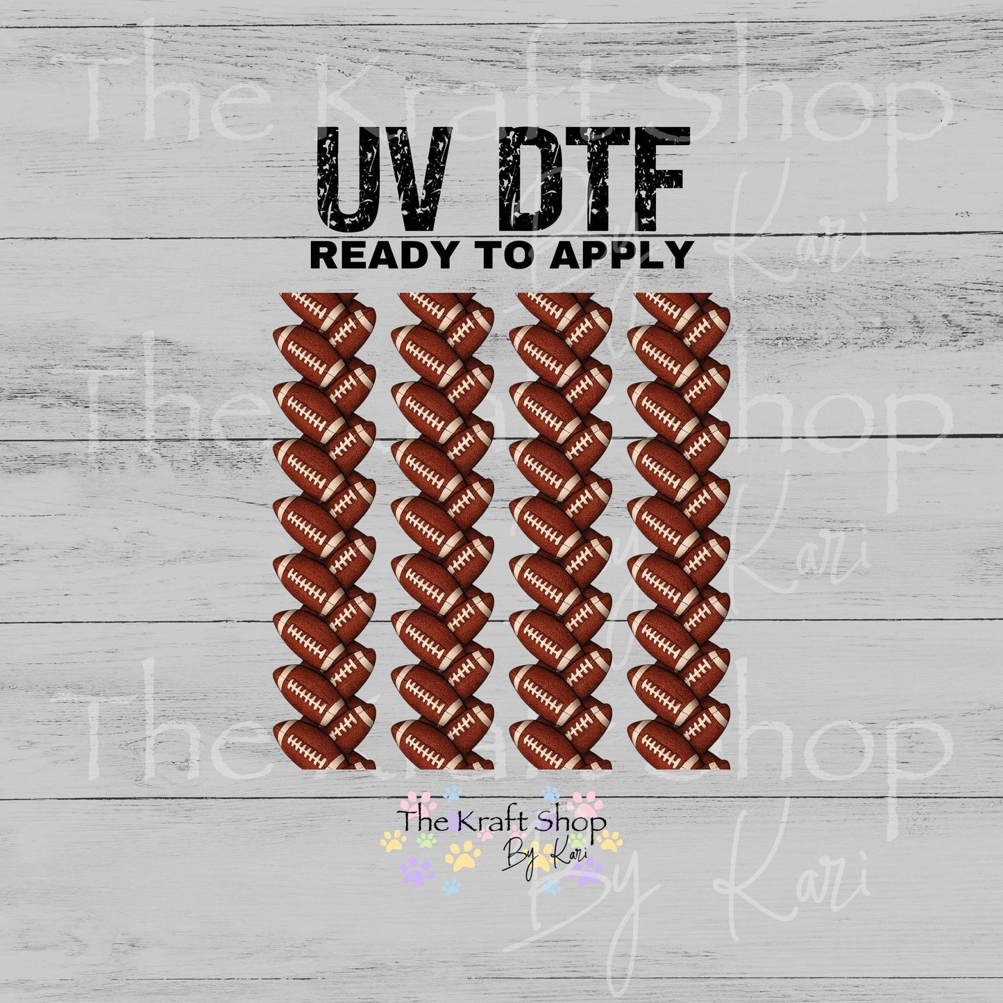 UV DTF Football herringbone mixed media Element sheet 8x8 decal #10525