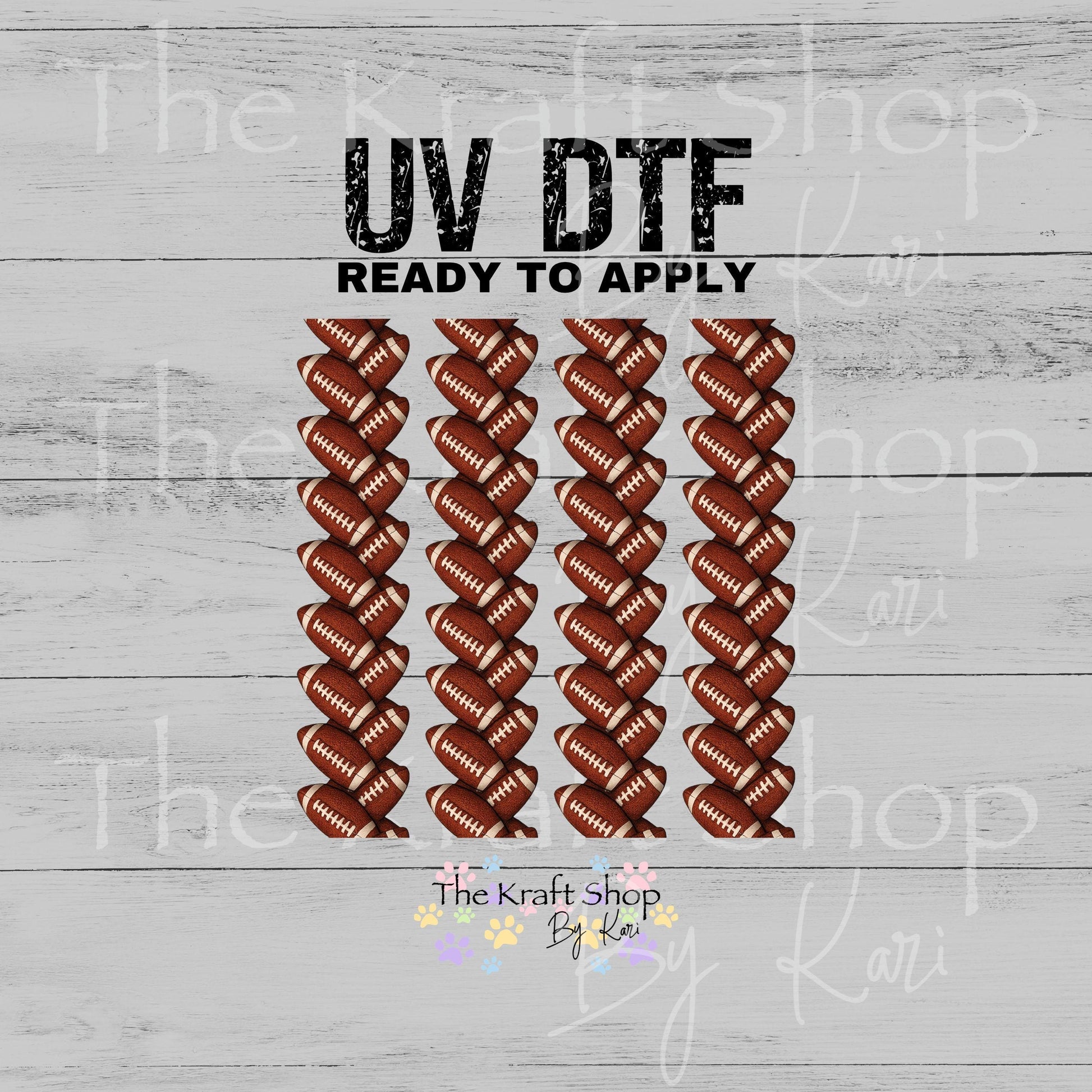 UV DTF Football herringbone mixed media Element sheet 8x8 decal #10525