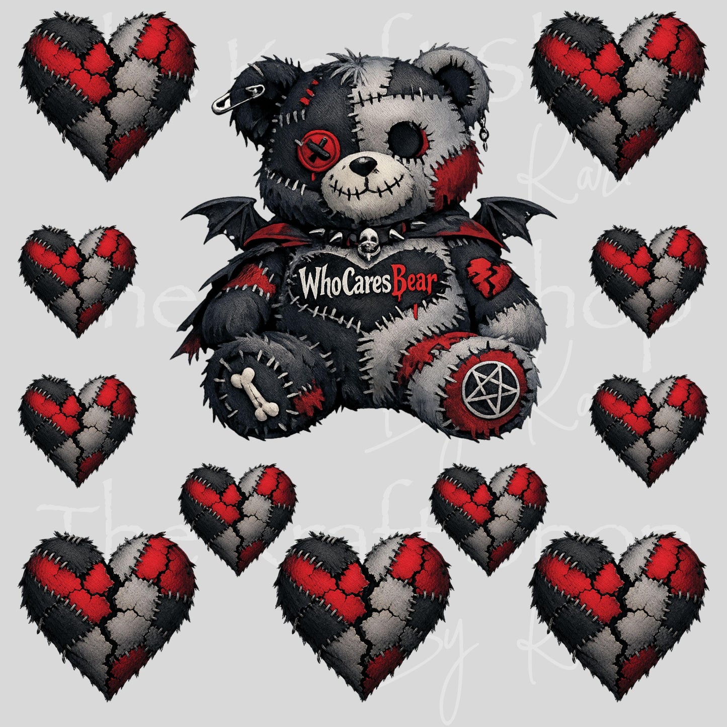UV DTF Who Cares Bear Voodoo Element sheet 6x6 decal, tumbler decal, permanent sticker. #7701