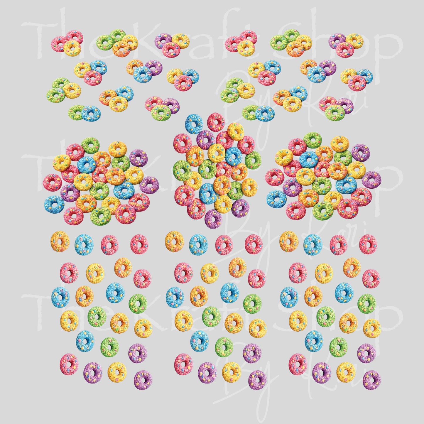 UV DTF Fruity cereal element 8x8 or 10x10 sheet bundle decal, permanent sticker. #10528