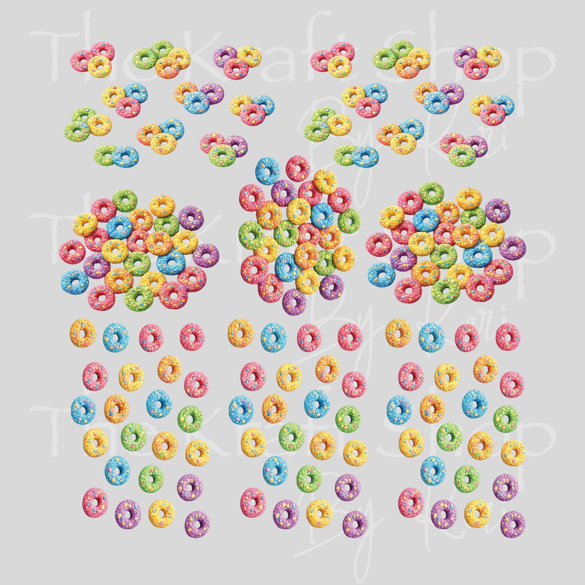 UV DTF Fruity cereal element 8x8 or 10x10 sheet bundle decal, permanent sticker. #10528