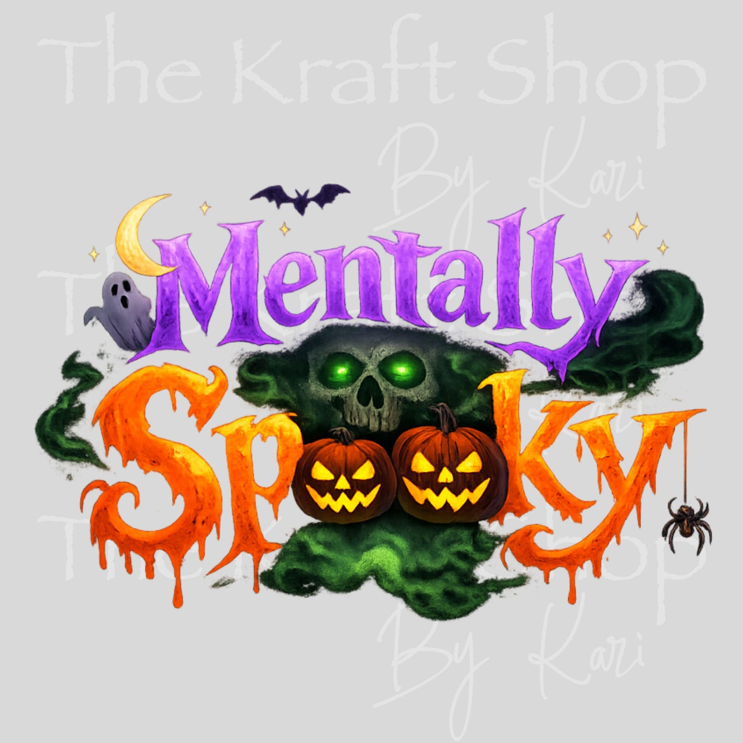 UV DTF Mentally Spooky bats and pumpkins Halloween decal #7722