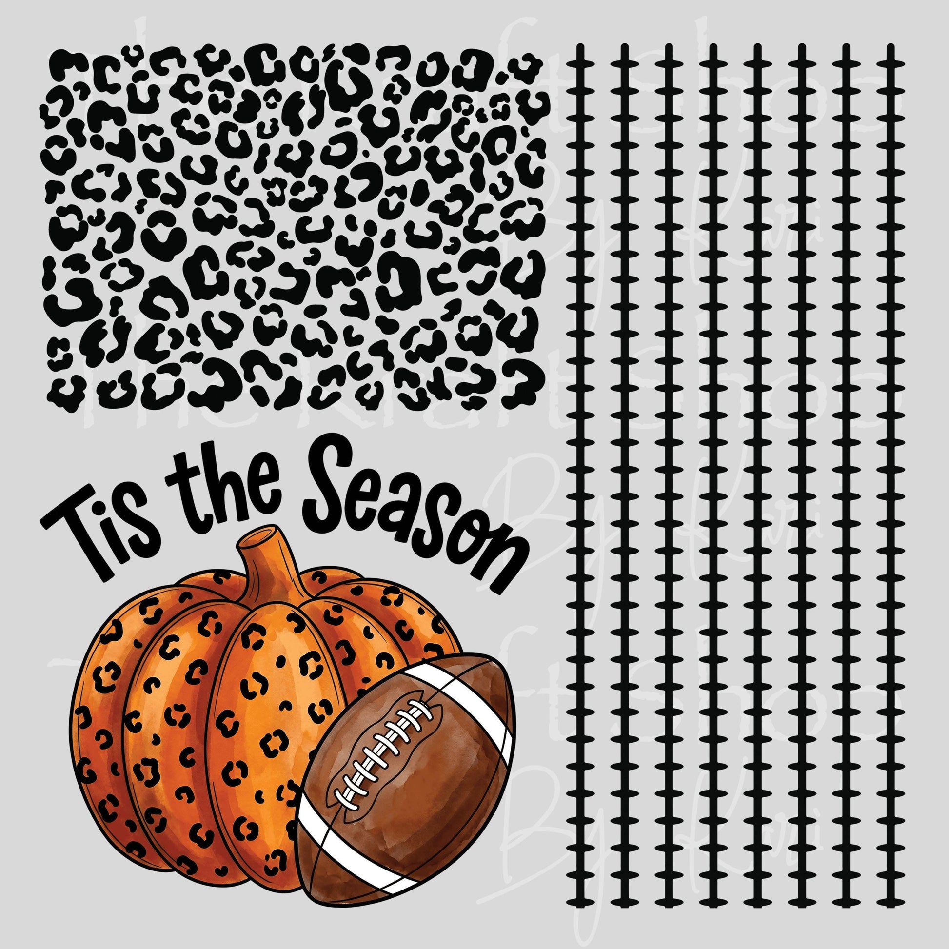 UV DTF Football Tis the season leopard print and lace element 10x10 sheet bundle decal, permanent sticker. #7726