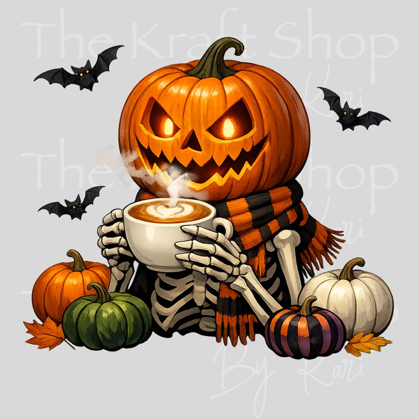 UV DTF Pumpkin Head Skeleton Fall Halloween decal #7727