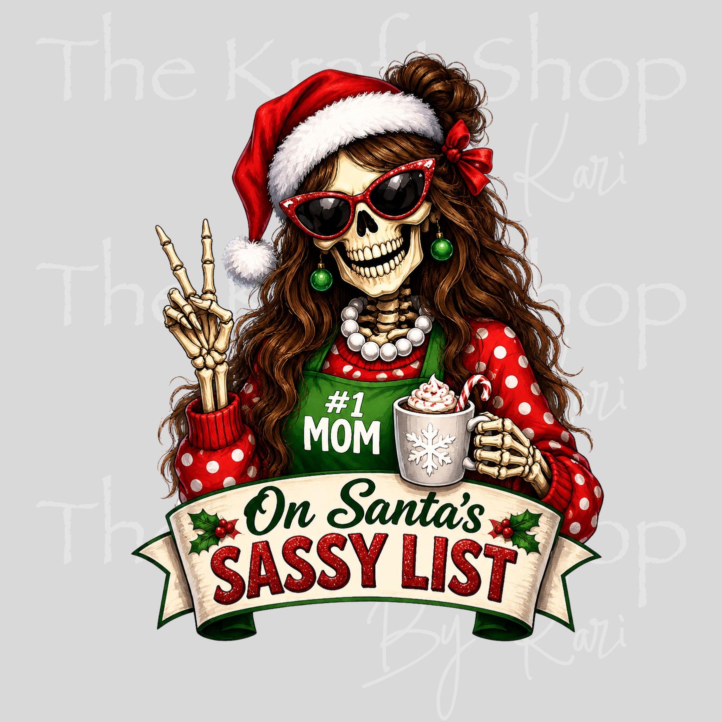 UV DTF On Santa's Sassy List Brown or Blonde Hair sarcastic Christmas decal #7729