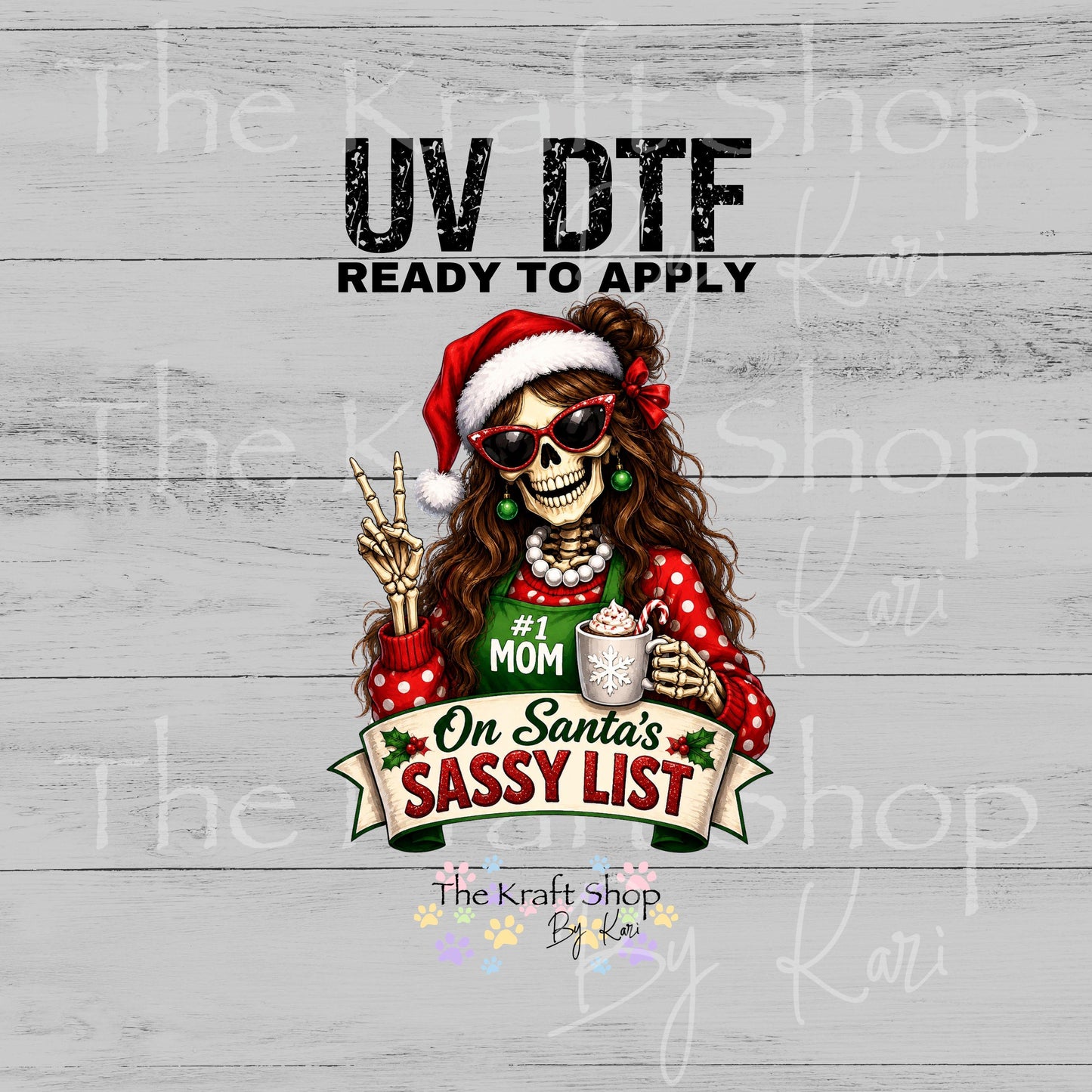 UV DTF On Santa's Sassy List Brown or Blonde Hair sarcastic Christmas decal #7729