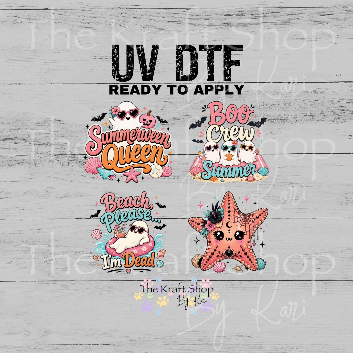 UV DTF Summerween Queen decals 4pk, permanent sticker.#7711