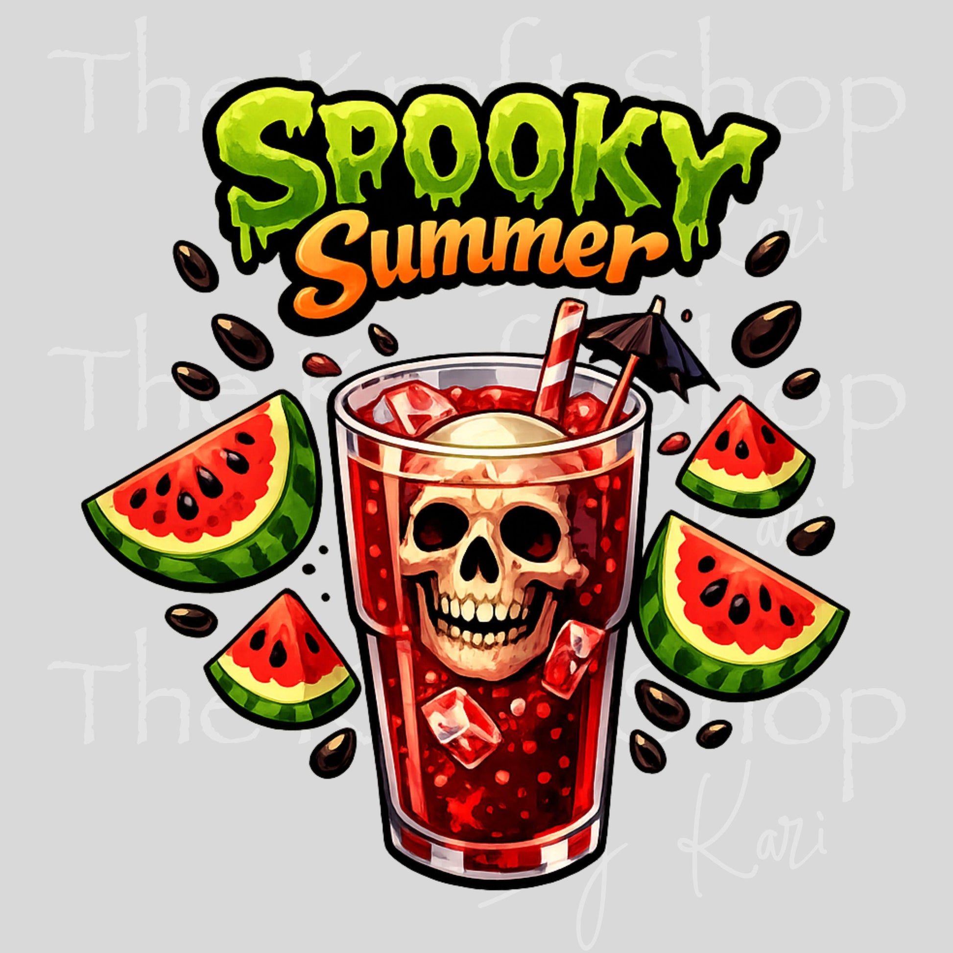 UV DTF Watermelon Spooky Summer Halloween Summerween spooky decal #7714