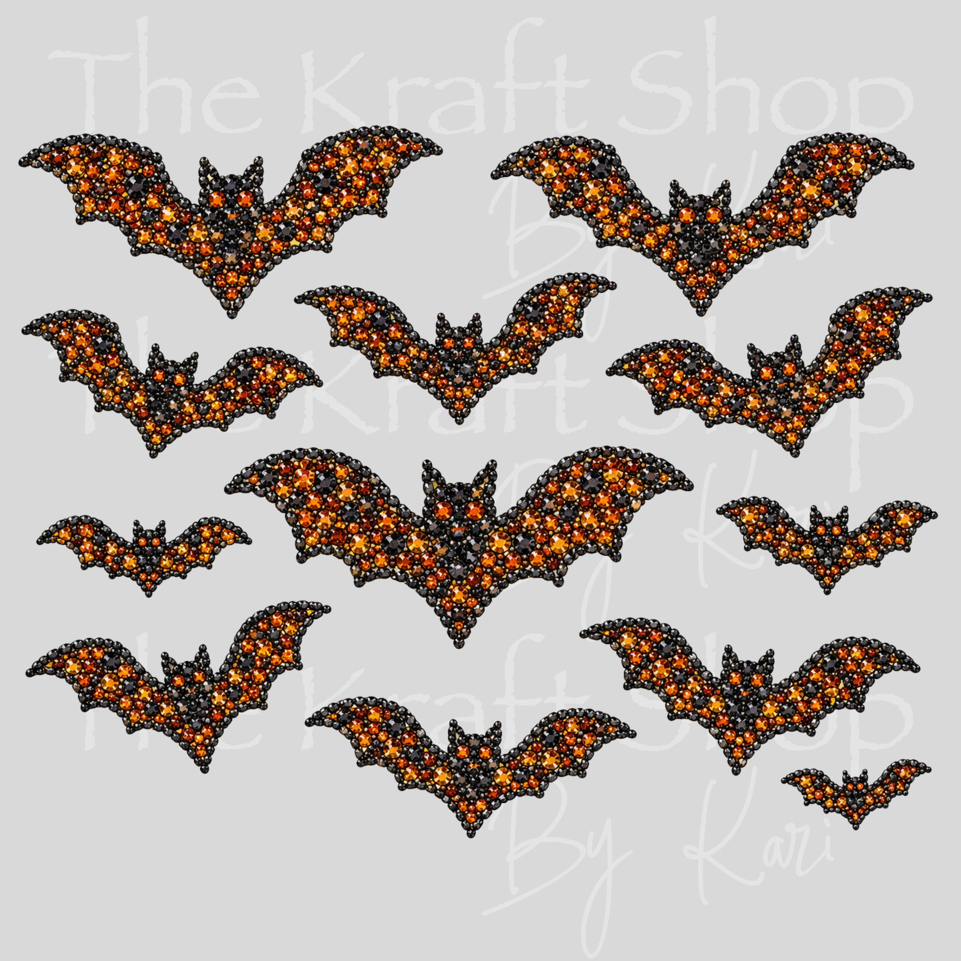 UV DTF Rhinestone Halloween Bats Element sheet 8x6 decal #7736