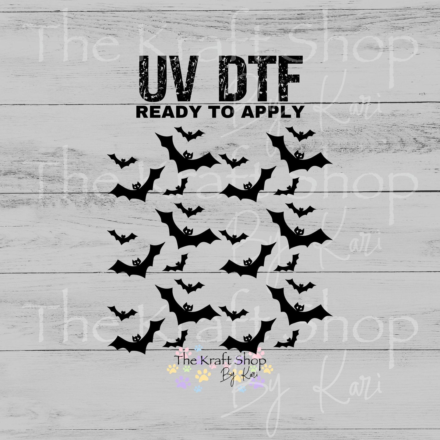 UV DTF Black Bats Spooky Halloween Element sheet 8x8 decal #7738