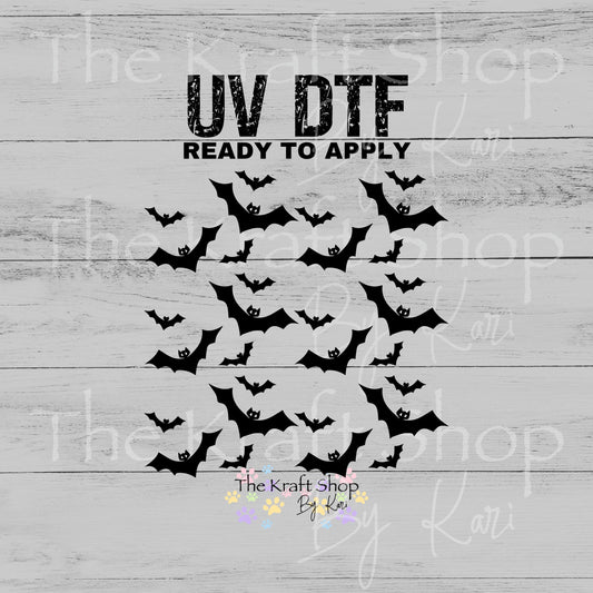 UV DTF Black Bats Spooky Halloween Element sheet 8x8 decal #7738
