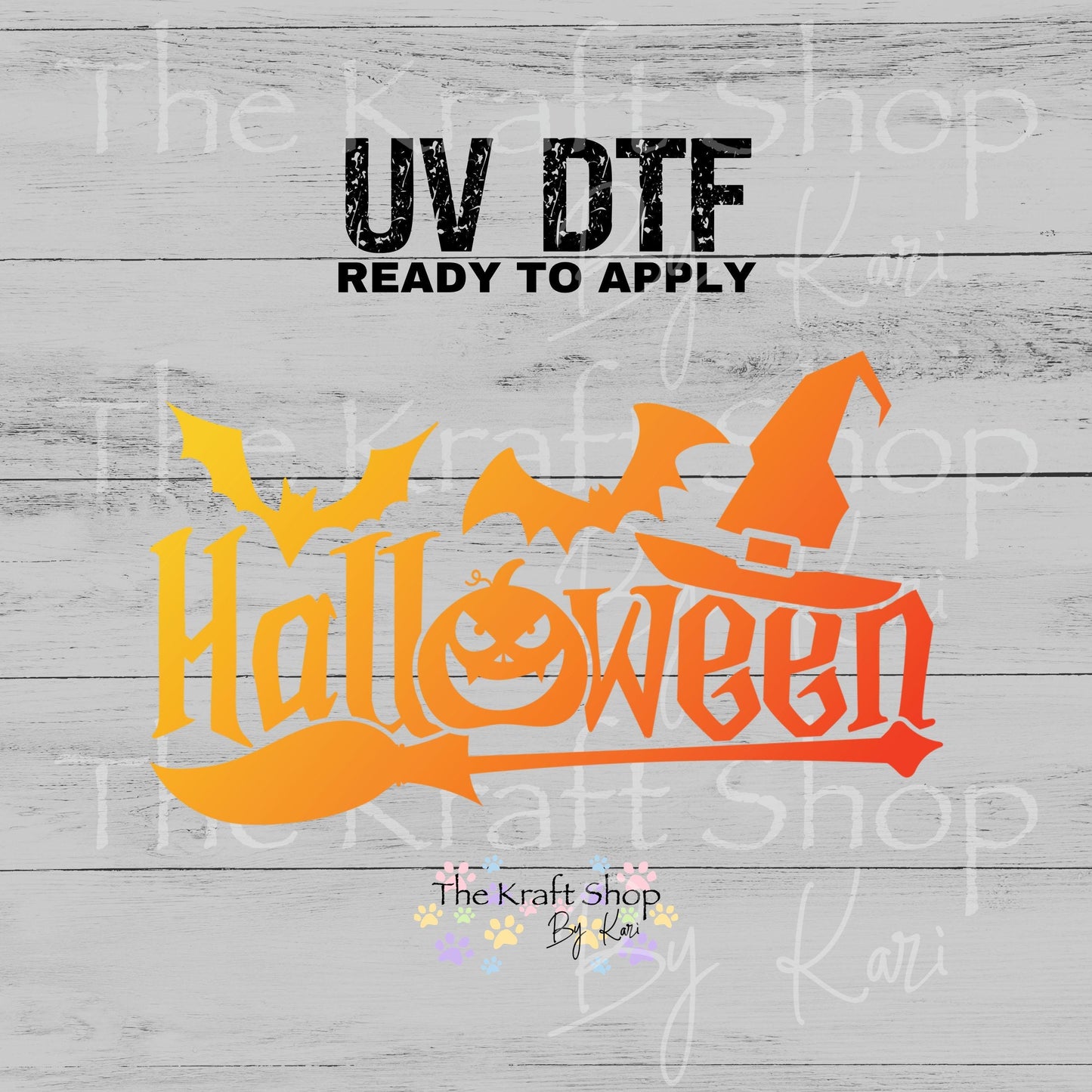 UV DTF Ombre Orange Halloween Spooky Sayings decal #7739