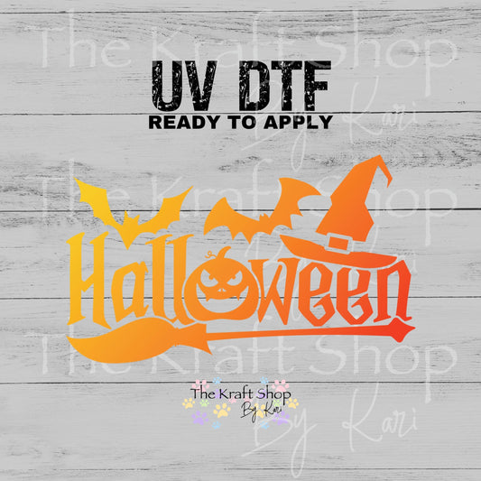 UV DTF Ombre Orange Halloween Spooky Sayings decal #7739