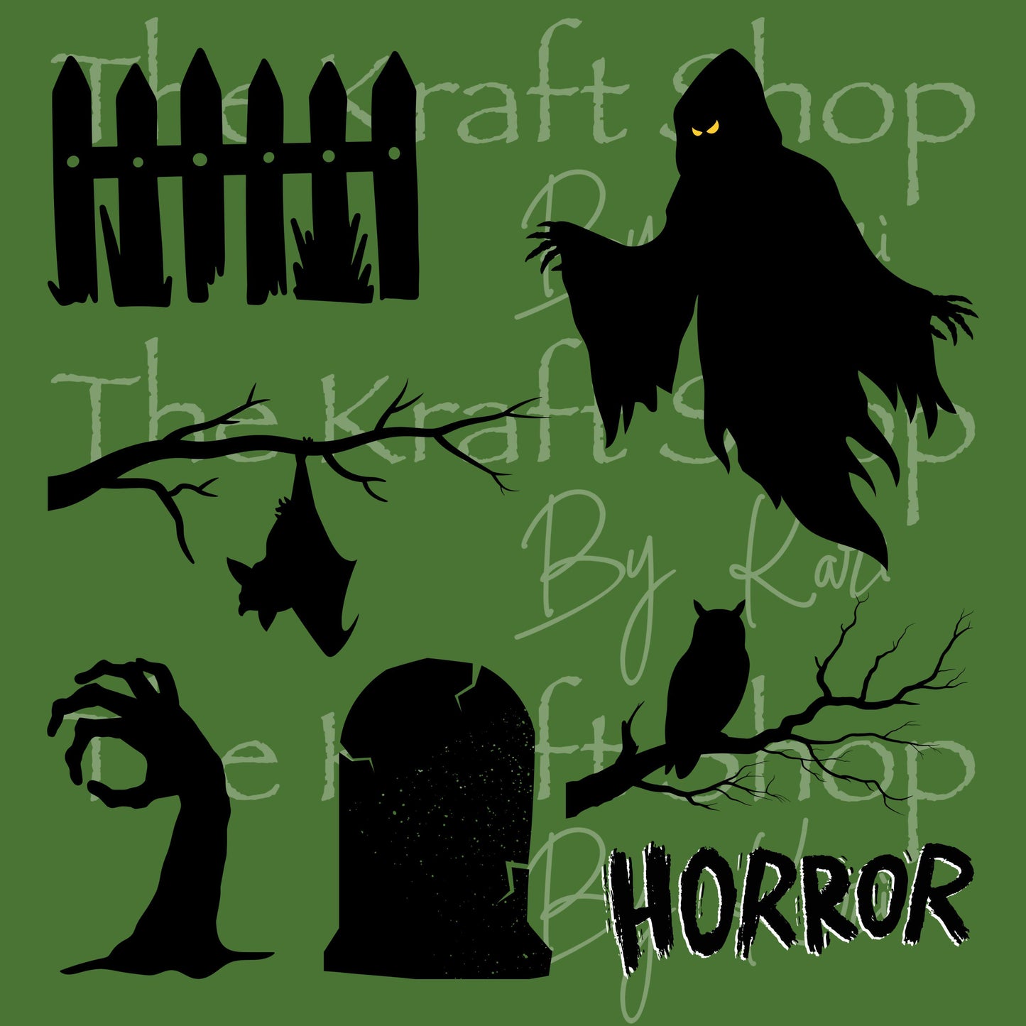 UV DTF Horror Element Spooky Halloween sheet 8x8 decal #7741