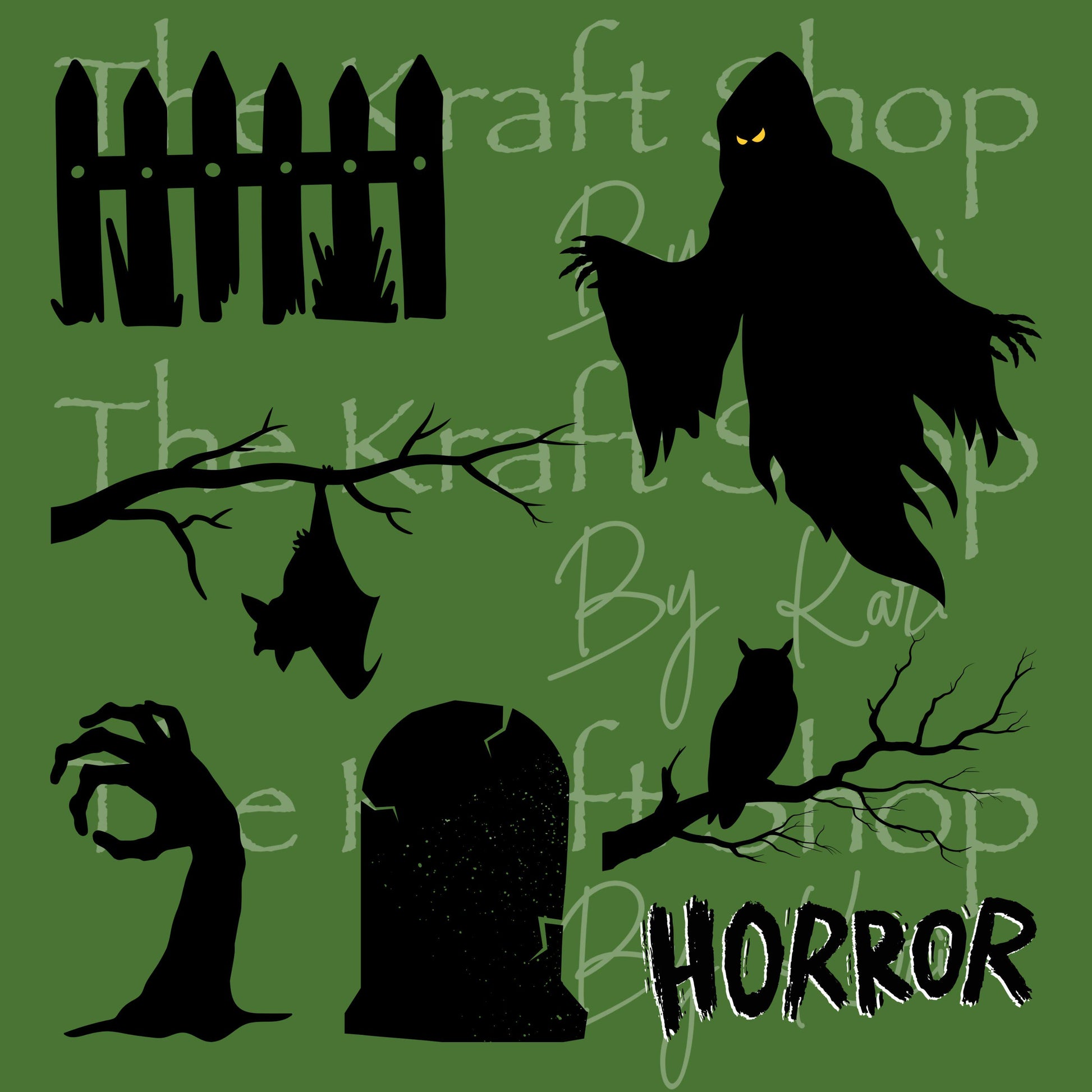 UV DTF Horror Element Spooky Halloween sheet 8x8 decal #7741