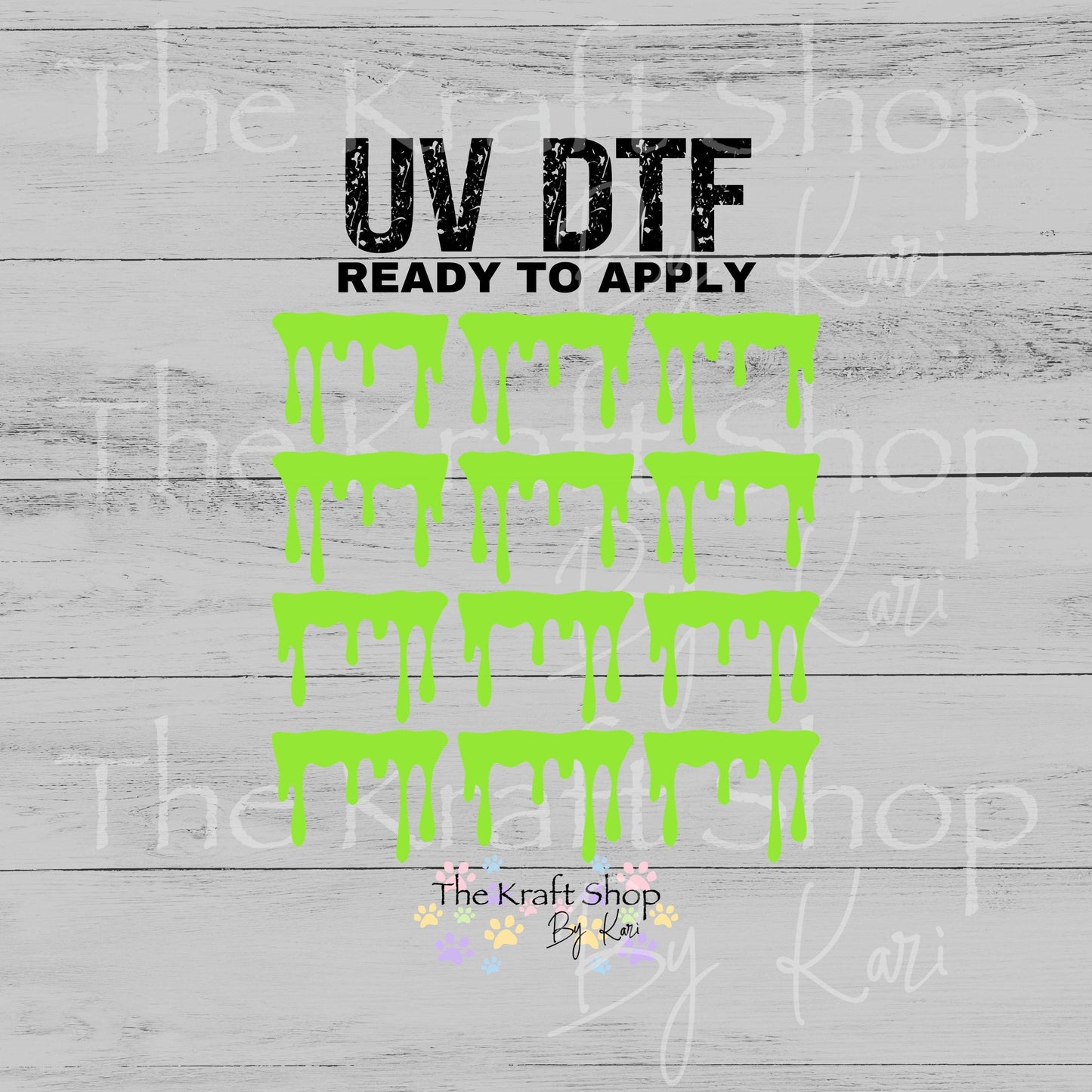 UV DTF Green Slime Drip Element Spooky Halloween sheet 8x8 decal #7742