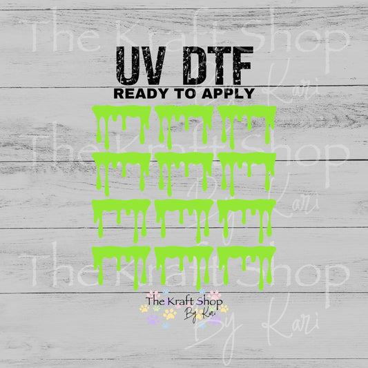 UV DTF Green Slime Drip Element Spooky Halloween sheet 8x8 decal #7742