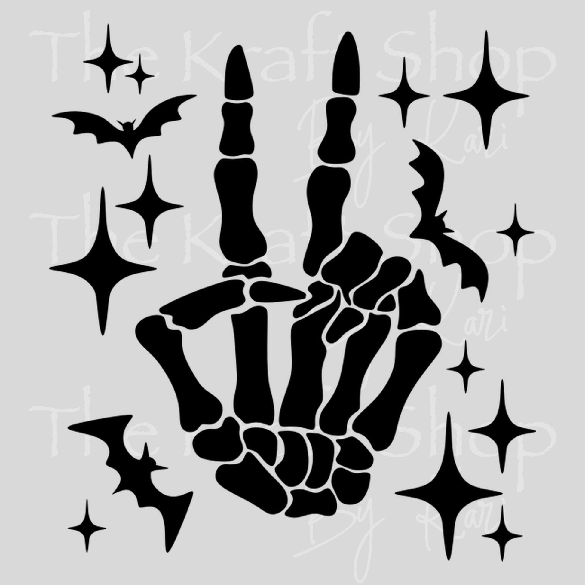 UV DTF Halloween Skeleton Peace Sign humor decal #7745