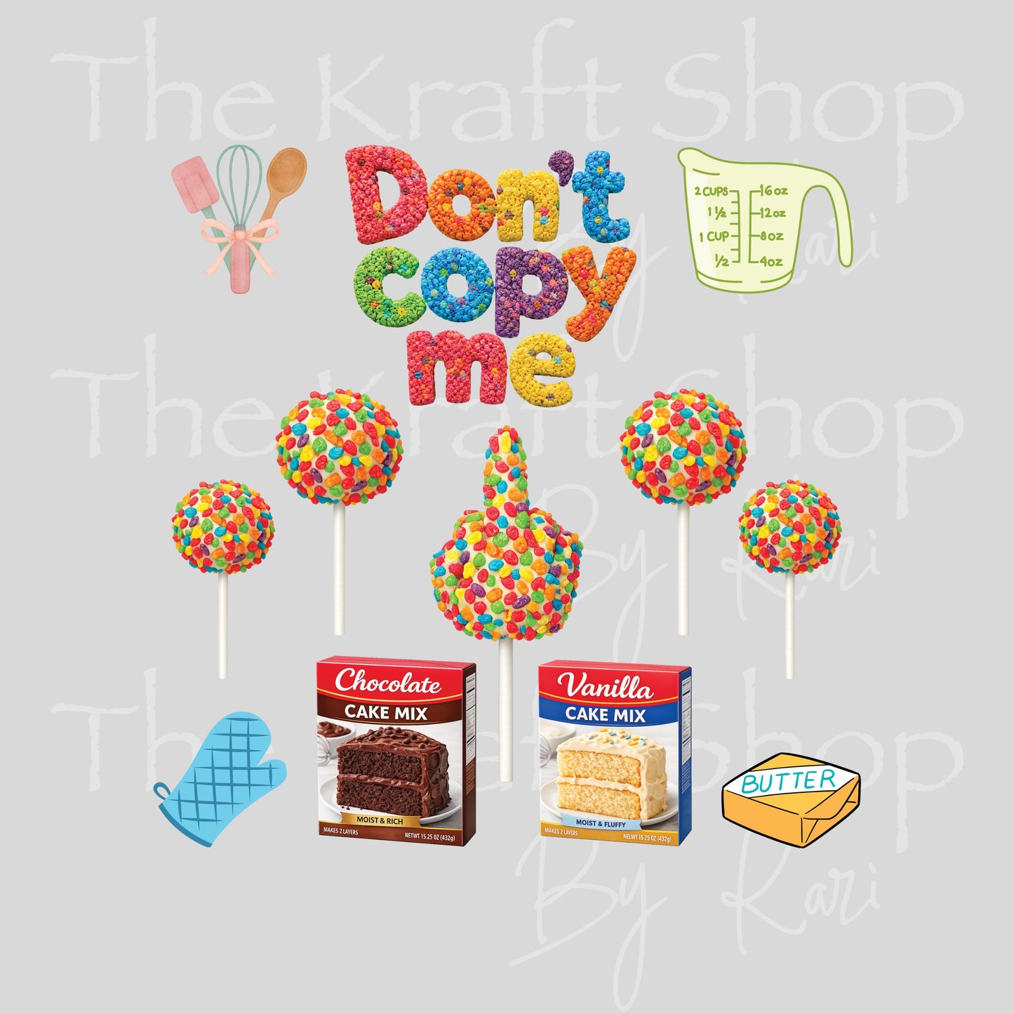 UV DTF Sticker print Don't copy me fruity cake pop baking Element sheet 8x8 decal, tumbler decal, permanent sticker. #4784