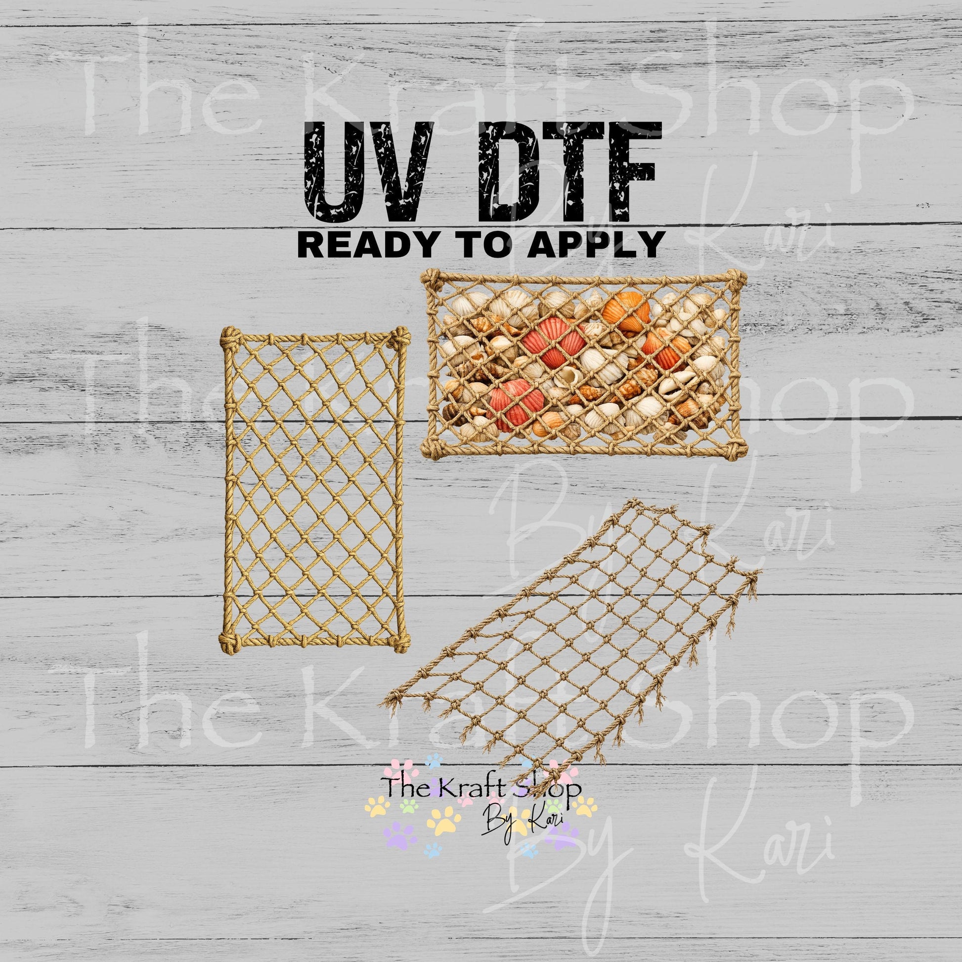 UV DTF Rope fishing net element 10x10 sheet bundle decal, permanent sticker. #10530