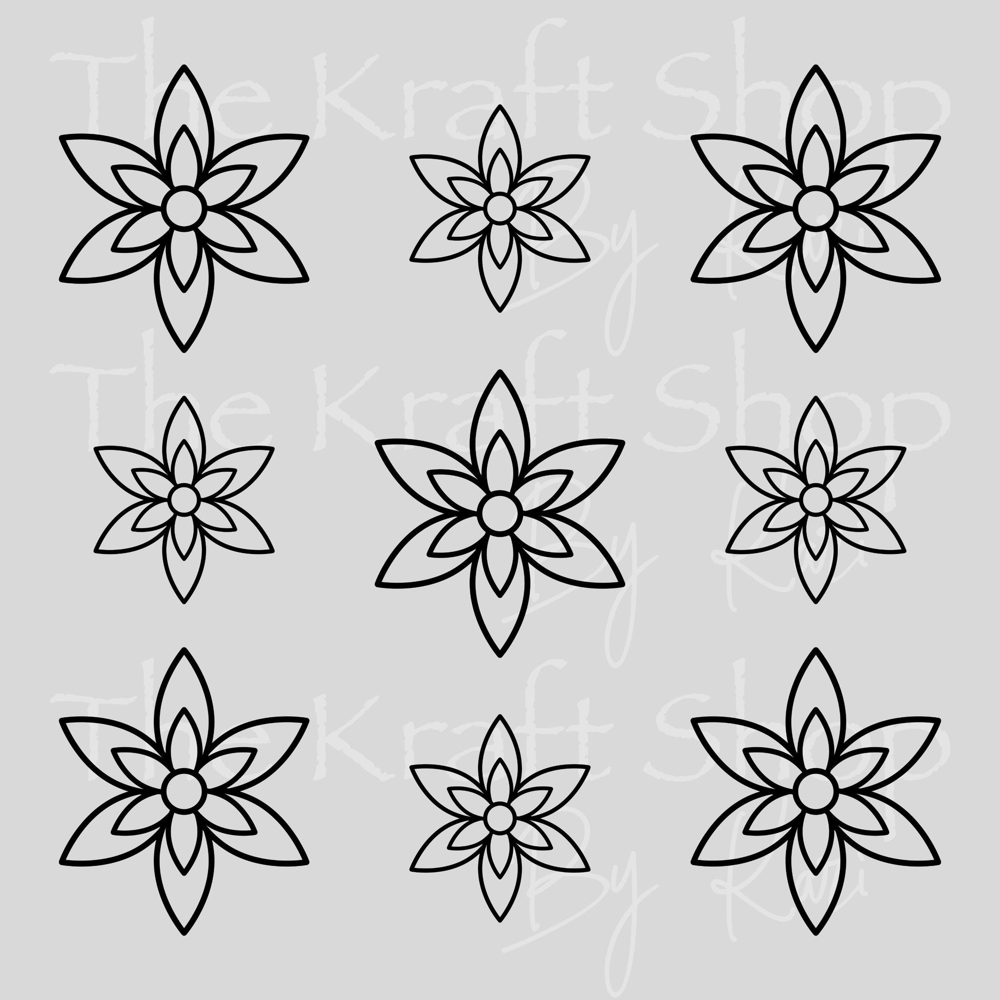 UV DTF Sticker print Black Line Flowers Element sheet 8x8 decal, tumbler decal, permanent sticker. #10532