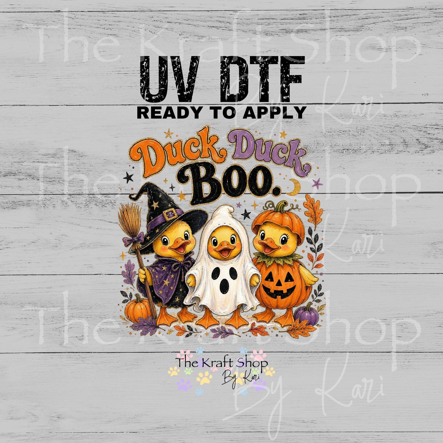 UV DTF Duck Duck Boo Fall Halloween decal #7724