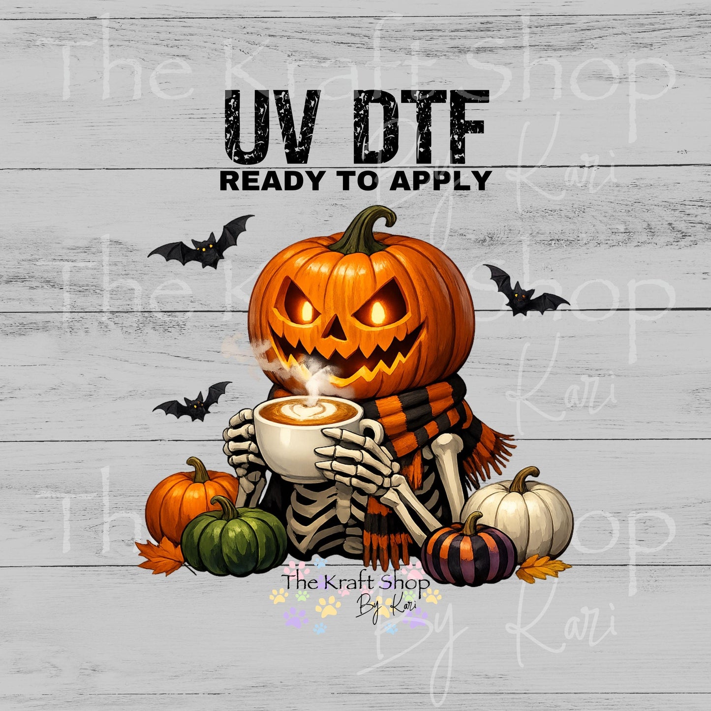 UV DTF Pumpkin Head Skeleton Fall Halloween decal #7727