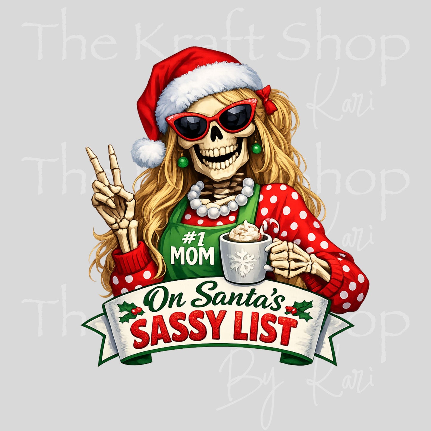 UV DTF On Santa's Sassy List Brown or Blonde Hair sarcastic Christmas decal #7729