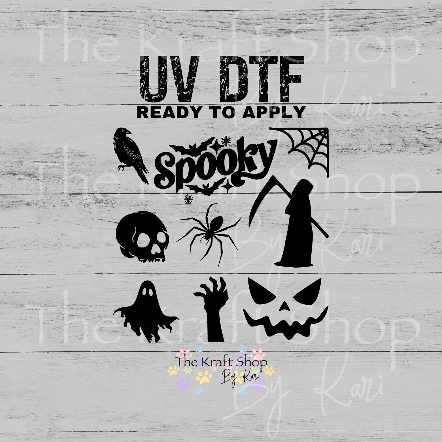 UV DTF Spooky Halloween Element sheet 8x8 decal #7740