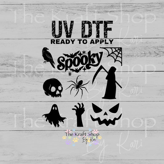 UV DTF Spooky Halloween Element sheet 8x8 decal #7740