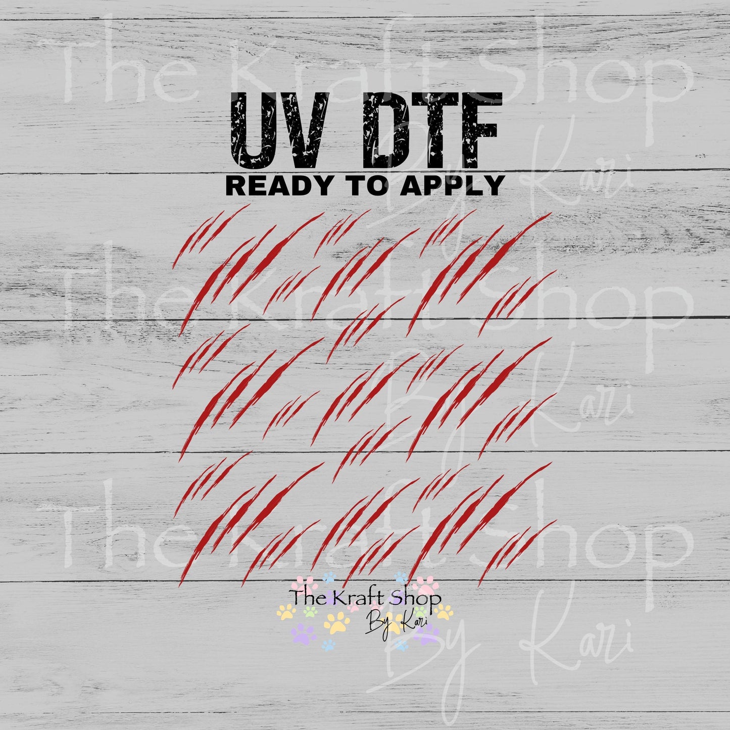UV DTF Red Scratch Marks Element Spooky Halloween sheet 8x8 decal #7743