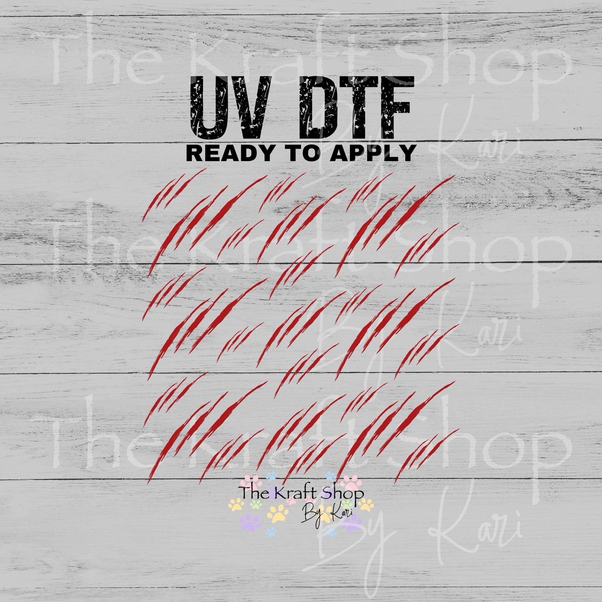 UV DTF Red Scratch Marks Element Spooky Halloween sheet 8x8 decal #7743