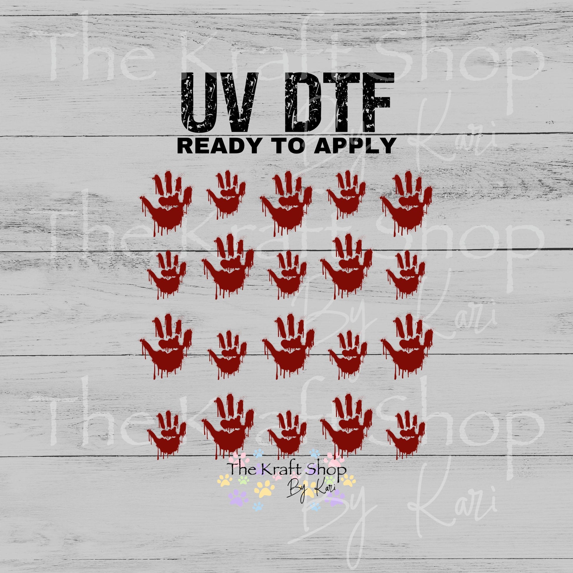 UV DTF Red Drip Hands Element Spooky Halloween sheet 8x8 decal #7744