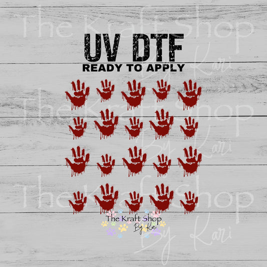 UV DTF Red Drip Hands Element Spooky Halloween sheet 8x8 decal #7744