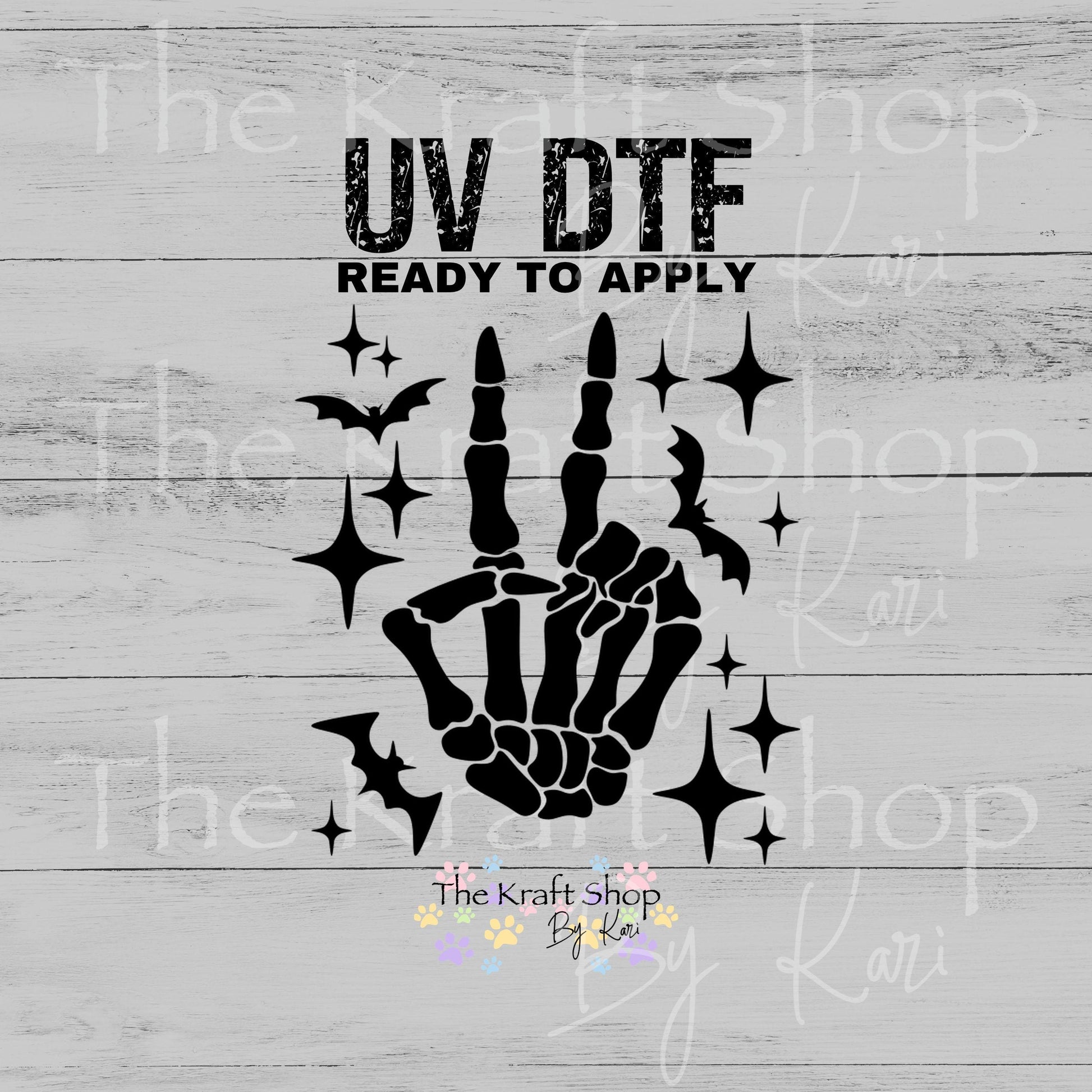 UV DTF Halloween Skeleton Peace Sign humor decal #7745