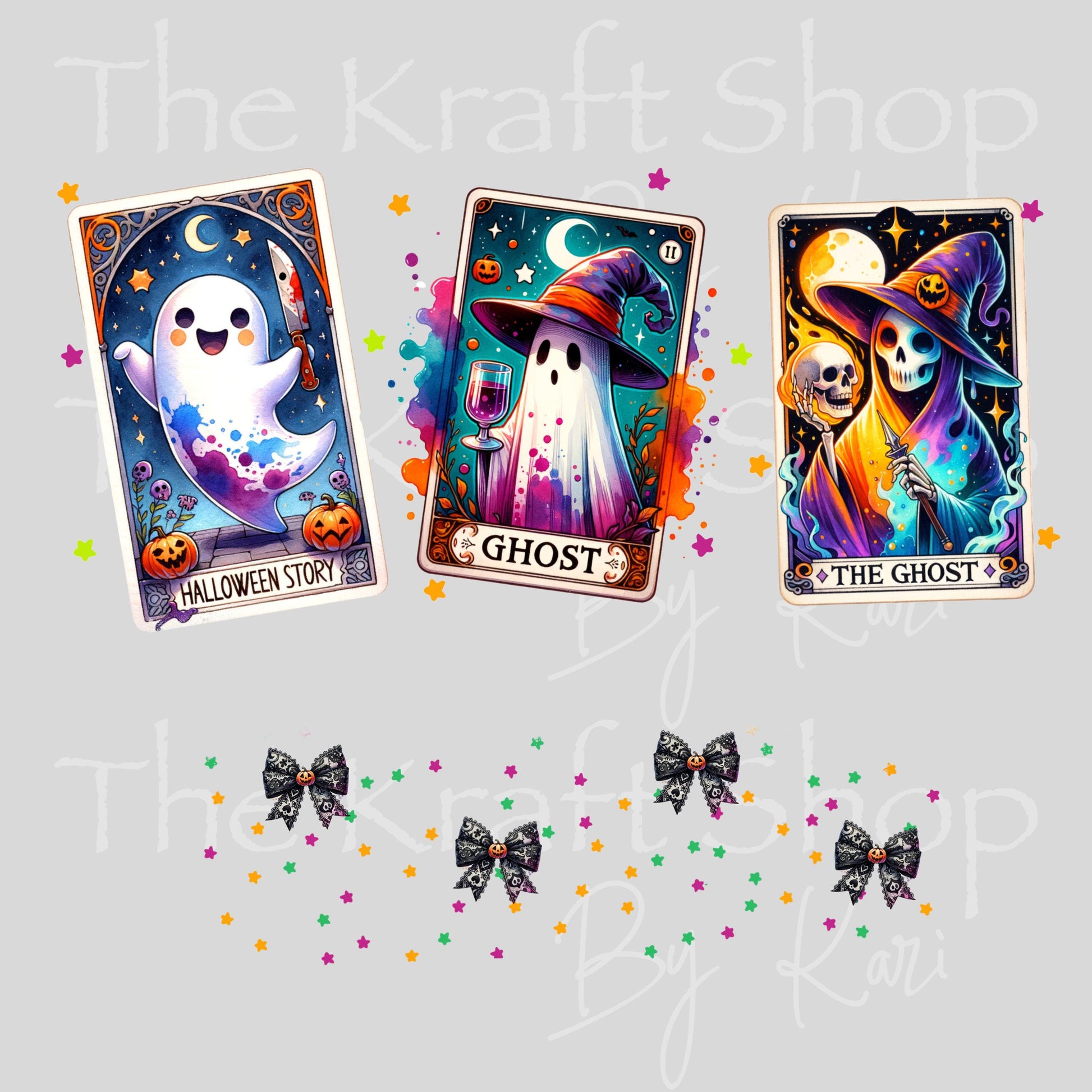 UV DTF 40 oz ready to apply Ghost Tarot Card wrap decal , quencher tumbler decal #3216