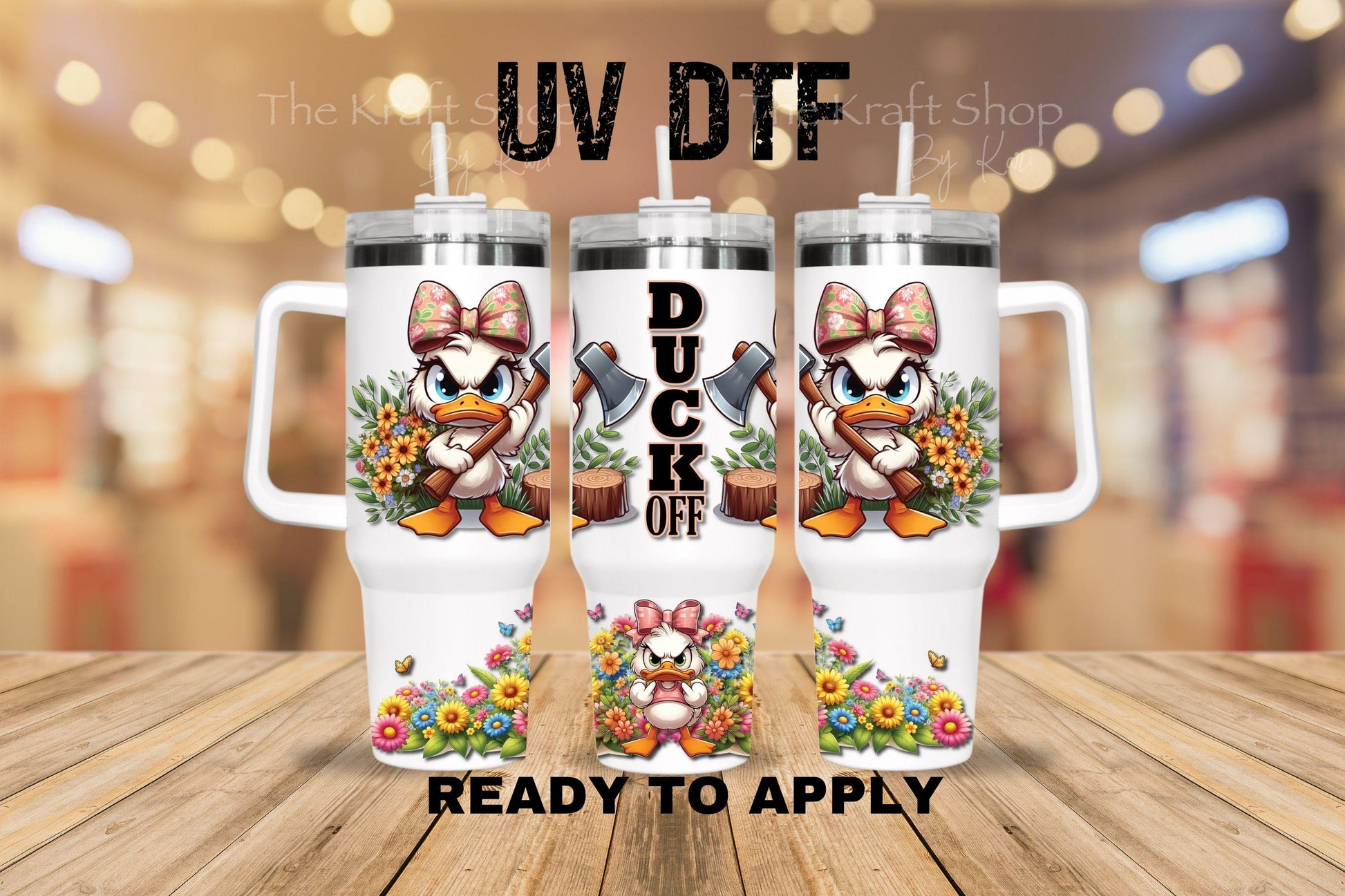 UV DTF 40 oz ready to apply Duck Off wrap decal , quencher tumbler decal #3229