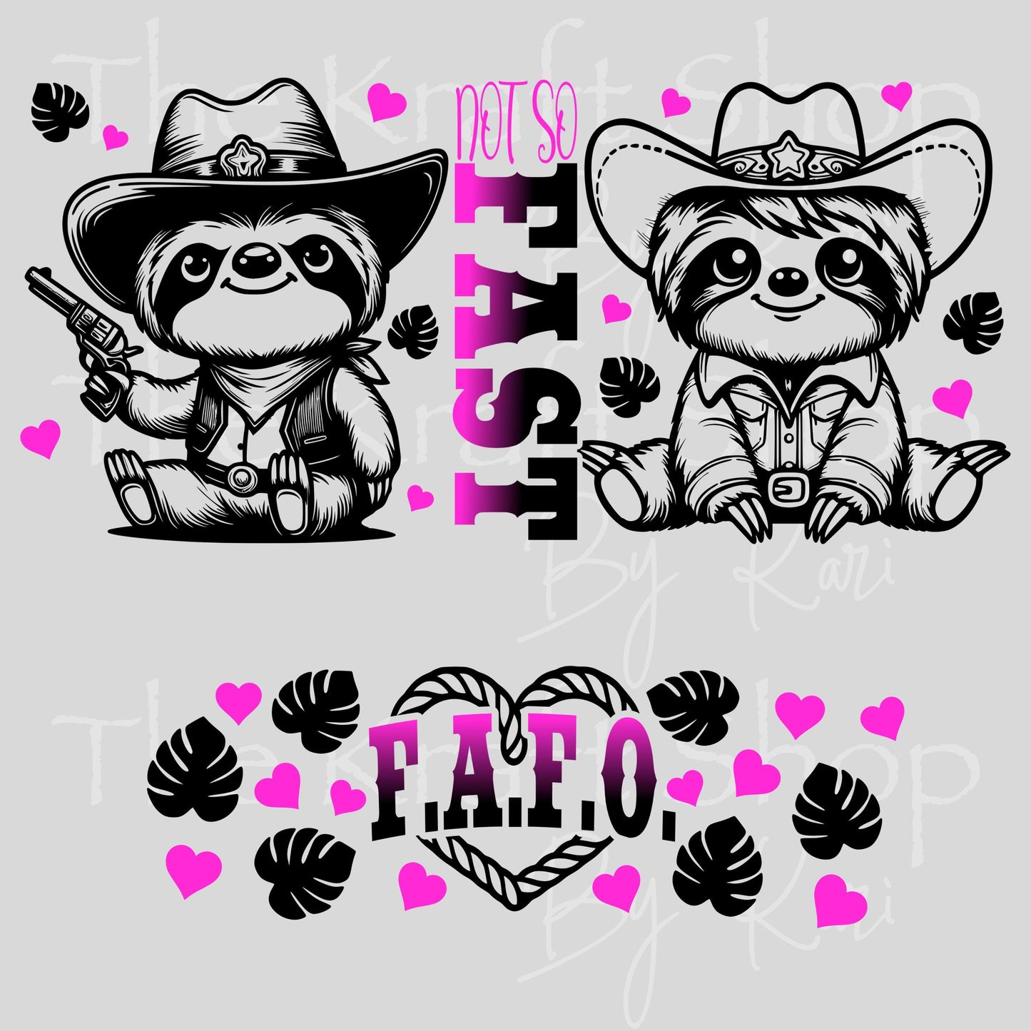 UV DTF 40 oz ready to apply Western Sloth wrap decal , quencher tumbler decal #3239
