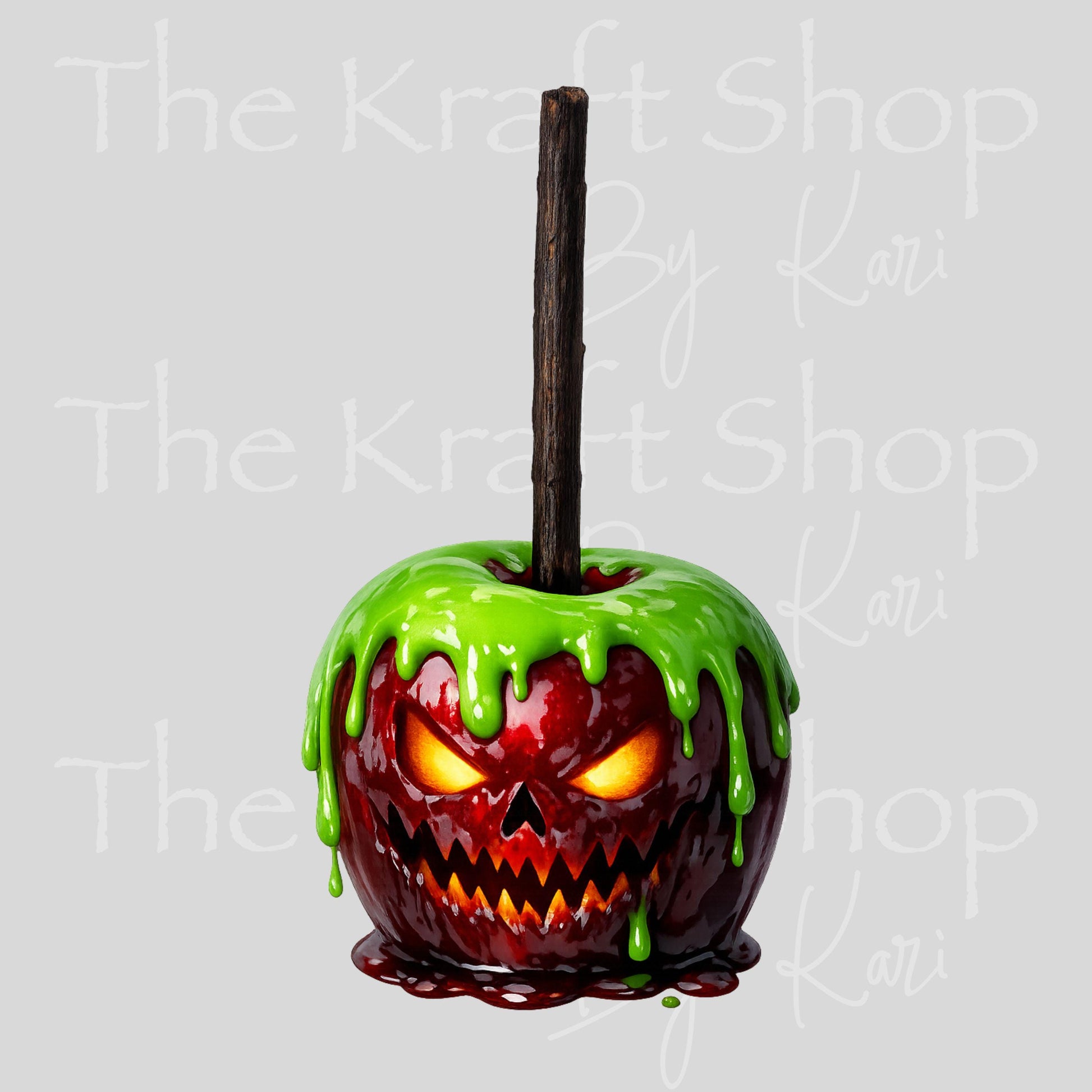 UV DTF Sticker print Spooky Candy Apple on a stick permanent decal #7750