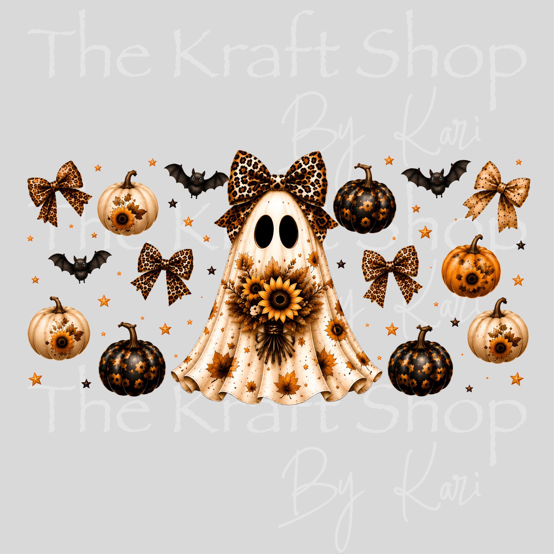 UV DTF Sticker print. Sunflower Ghost Wrap glass can wrap decal, tumbler decal, permanent sticker. #5568