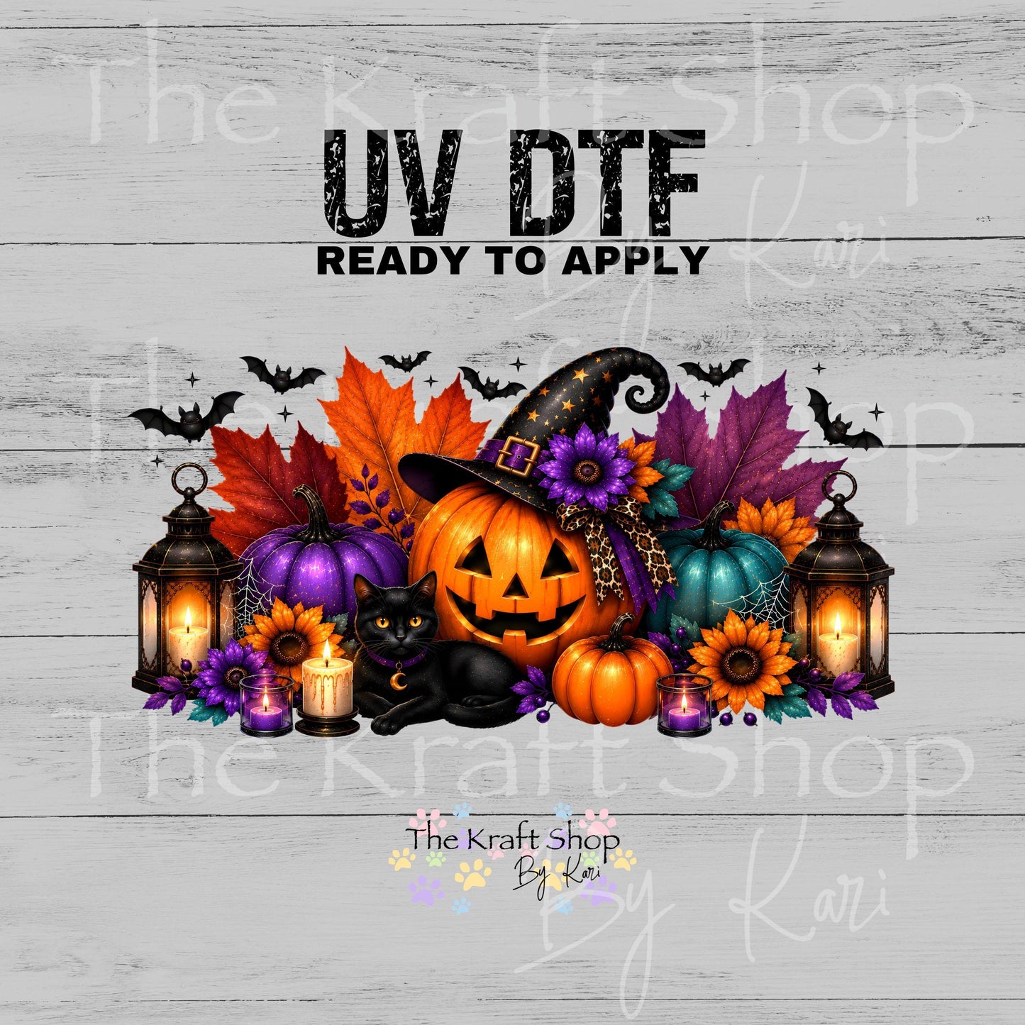 UV DTF Sticker print. Halloween Pumpkin Wrap glass can wrap decal, tumbler decal, permanent sticker. #5569