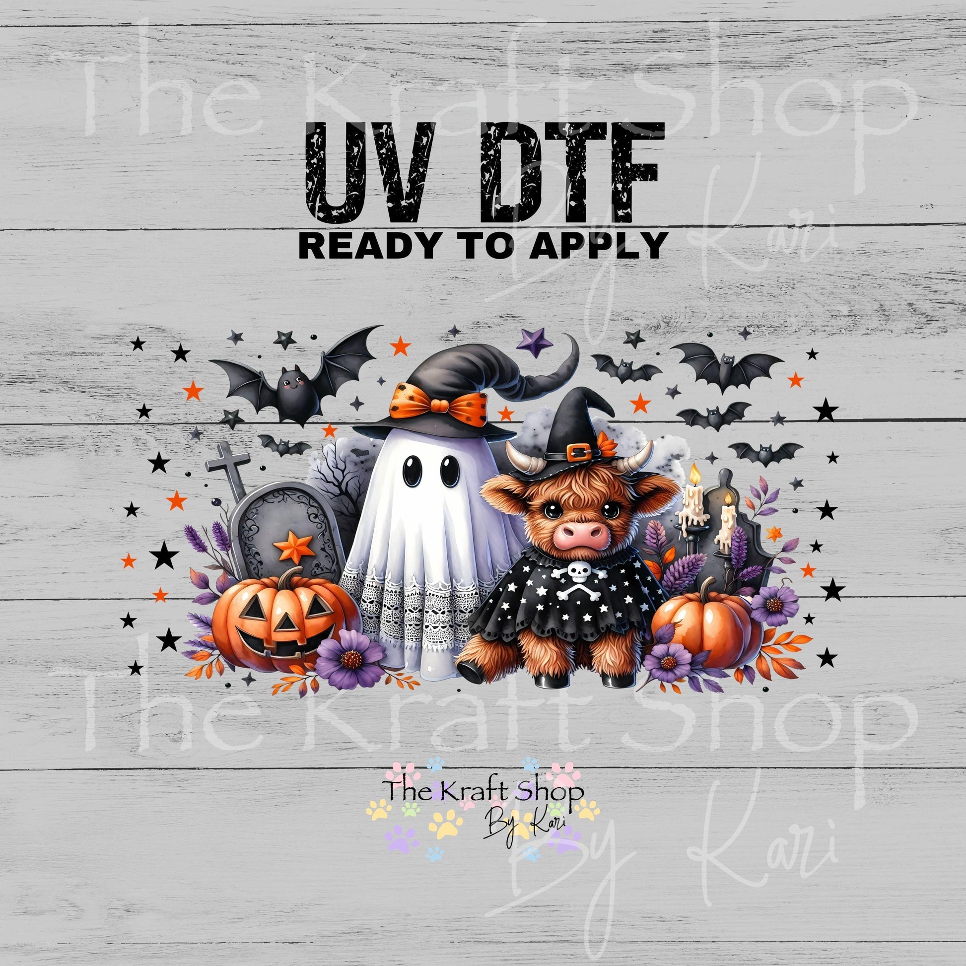 UV DTF Sticker print. Ghost And Cow Wrap glass can wrap decal, tumbler decal, permanent sticker. #5572